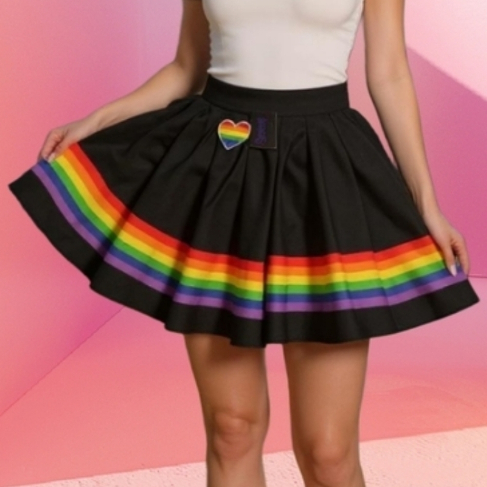 body rage ♡ rainbow pride heart skirt school girl large spencers lgbtq
